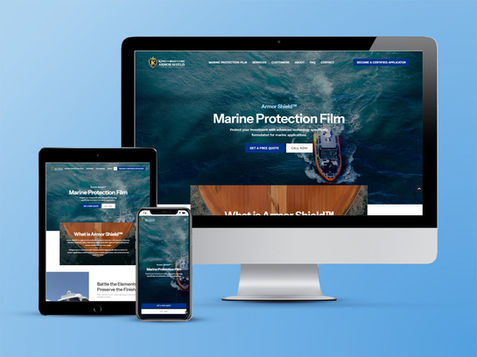 Marine Protection Film website displayed on multiple devices