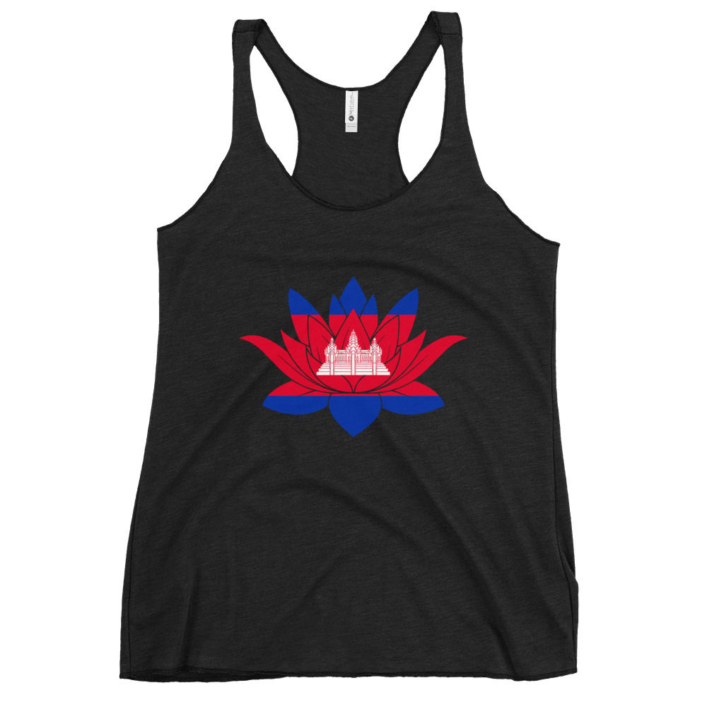 Women's Cambodia Flag Lotus Flower Racerback Tank