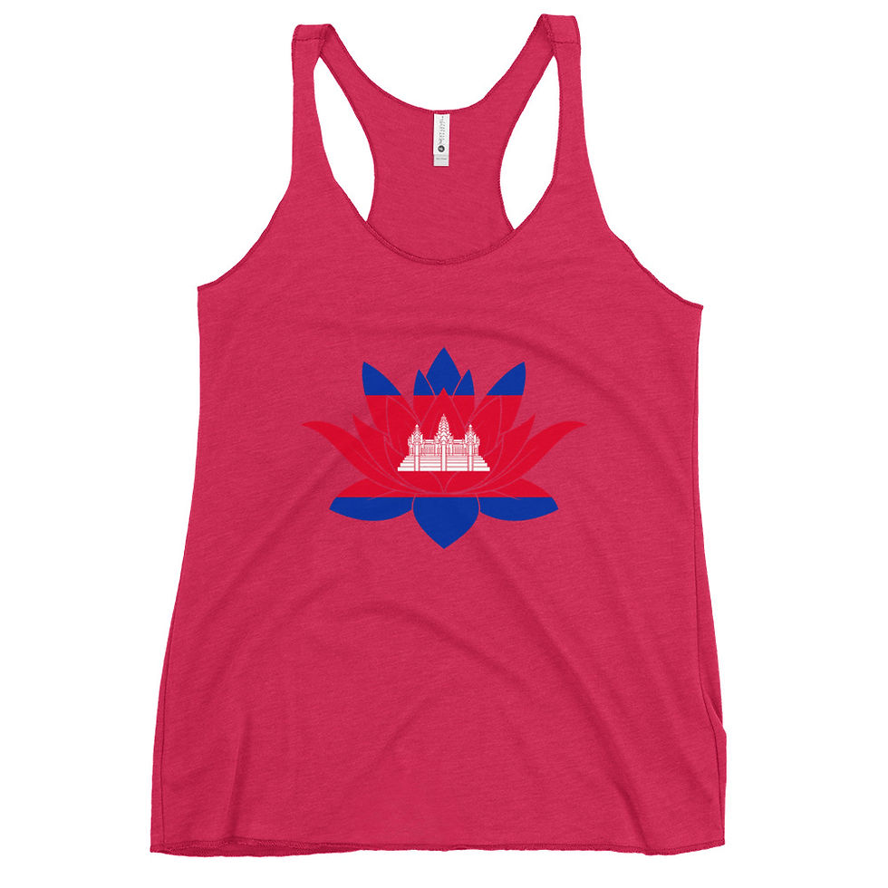 Thumbnail: Women's Cambodia Flag Lotus Flower Racerback Tank