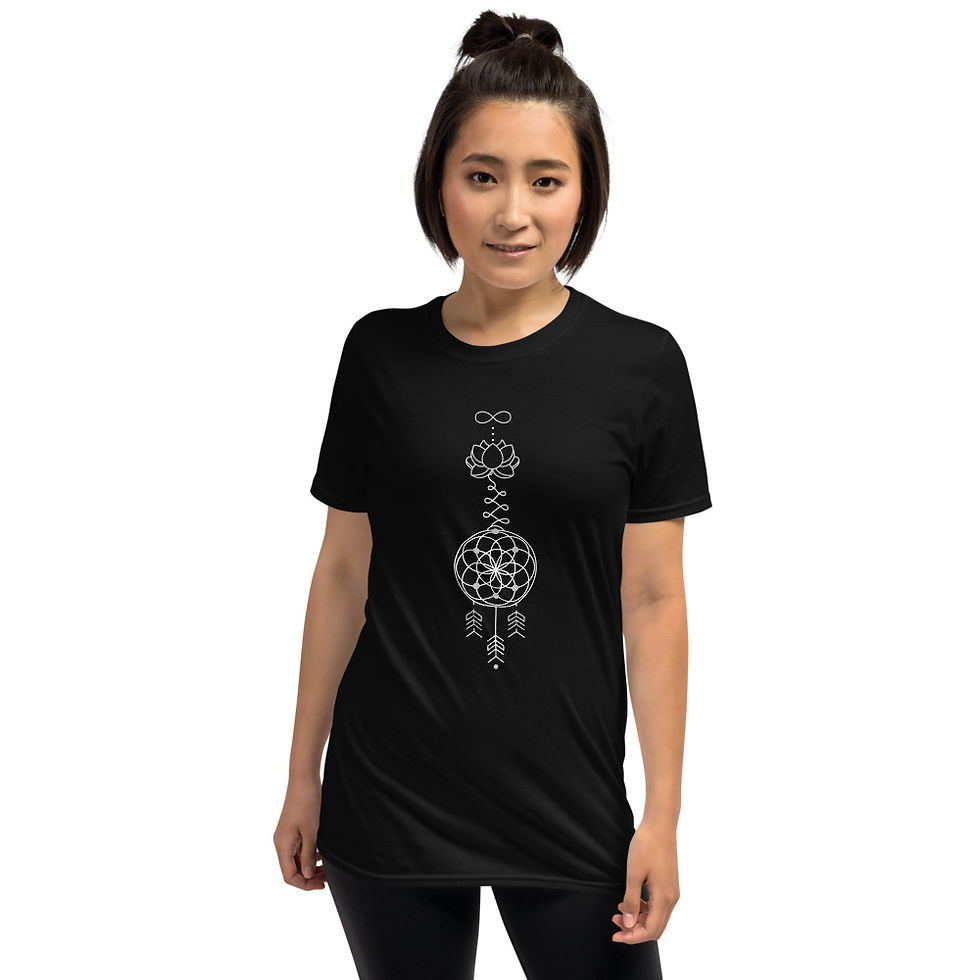 Thumbnail: Women's Lotus Crystal Grid Dream Catcher T-Shirt
