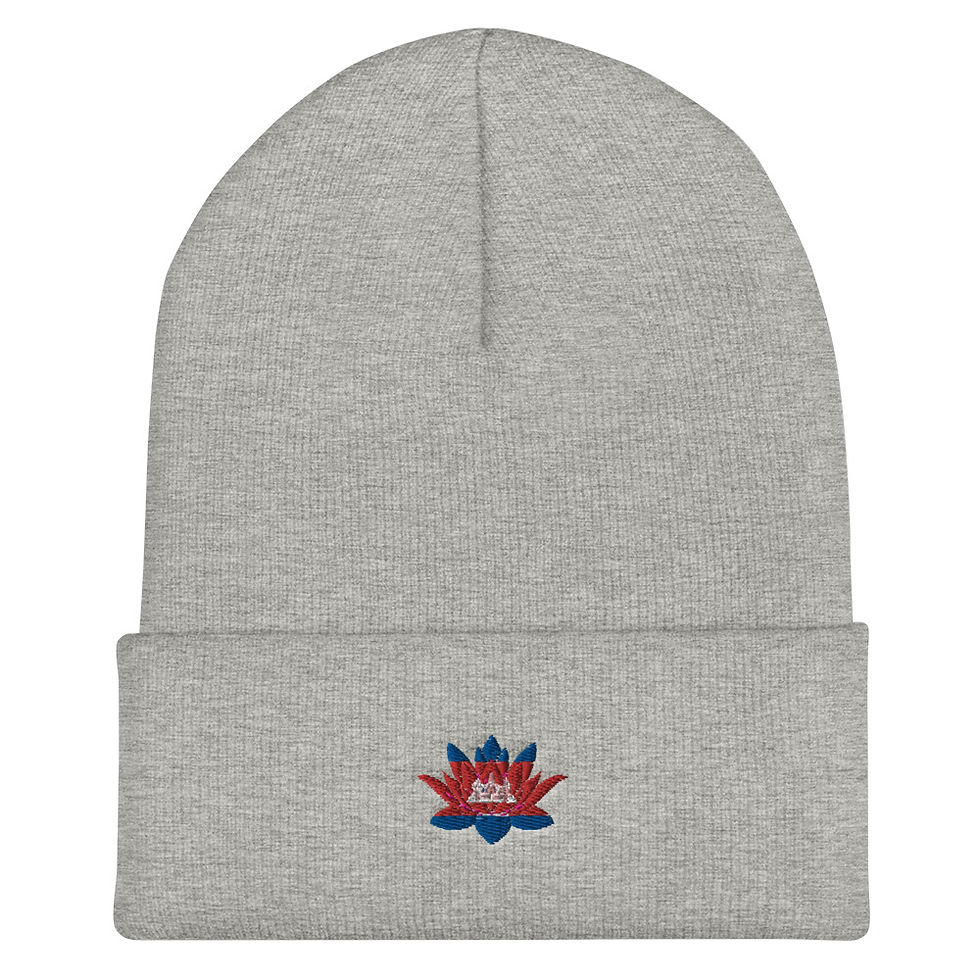 Thumbnail: Unisex Cambodia Flag Lotus Cuffed Beanie