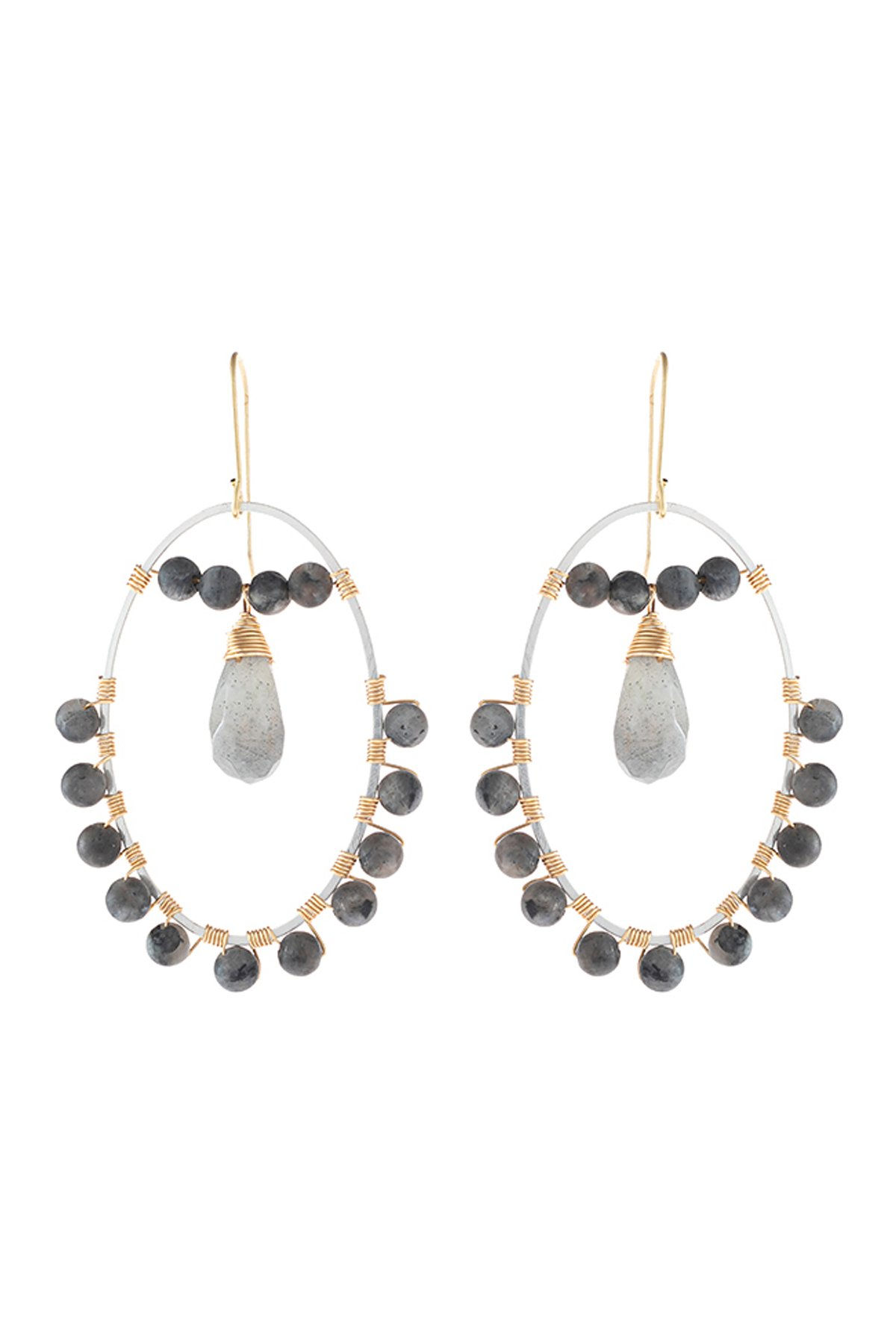 Natural Stone Beaded Drop Earrings
