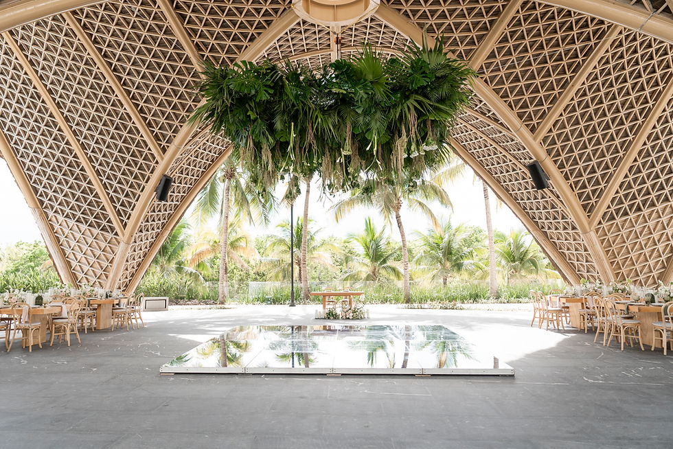 Wedding at Garza Blanca Cancun reception venue with floral decor