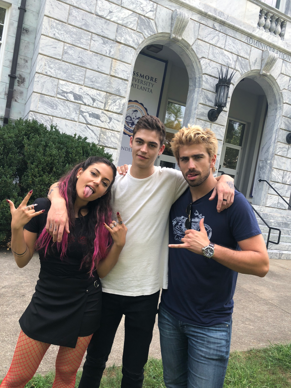 Behind the scenes of Inanna Sarkis, Swen Temmel and Hero Fiennes Tiffin in After