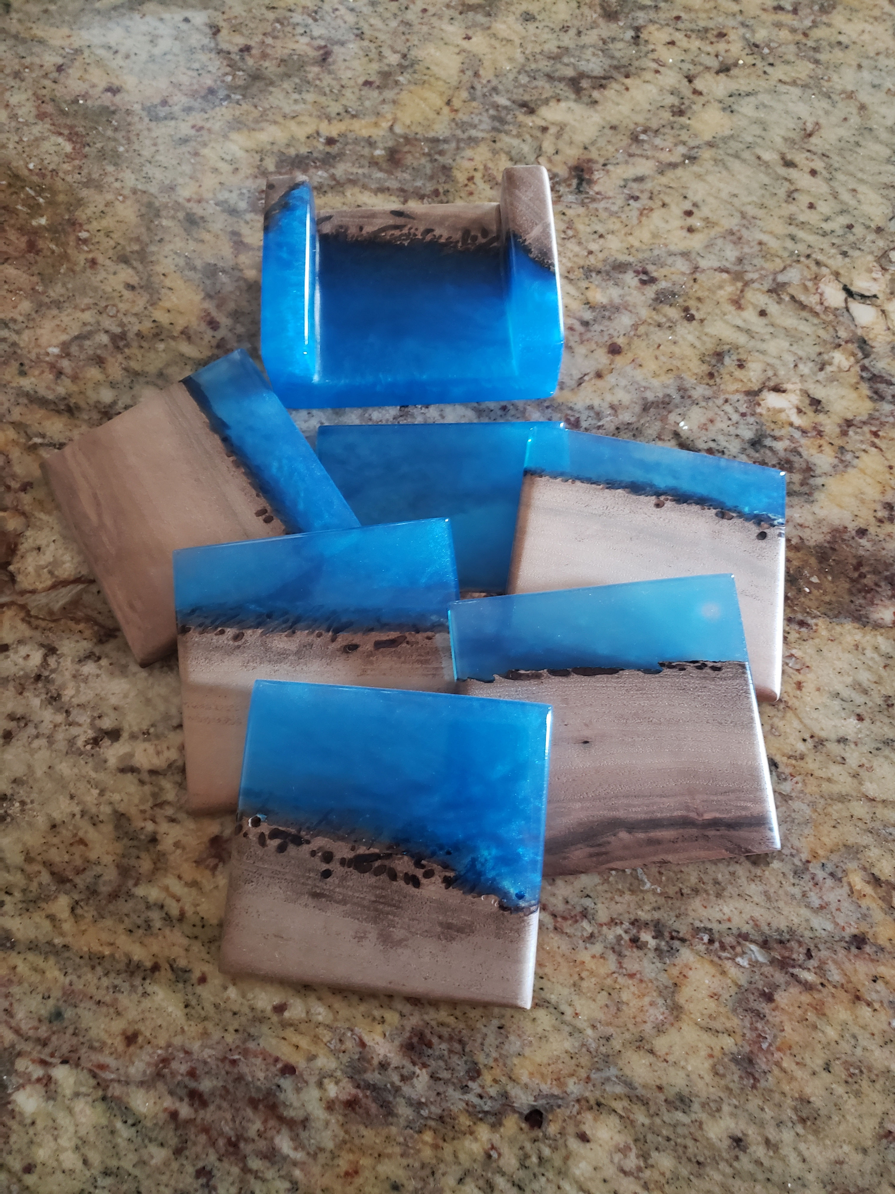 Wood and Epoxy Coaster Set