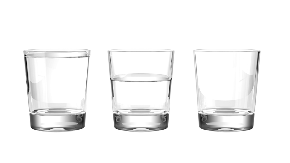 Hal full - Hallf empty glasses showing the empty cup problem