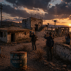 Desert Center Salton Sea Tour: South Experience Aliens Nuclear Test Naval Base Immersive Experience VORTEX 29  Paranormal Investigation and Ghost Hunt California Palm Springs Desert Haunted Tour DEAD AIR: Energies Documentary Series Weird Desert