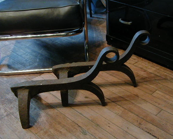 Thumbnail: Art Deco Cast Iron Andirons