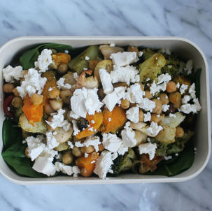Roasted Pesto Broccoli, Cauliflower and Squash Salad