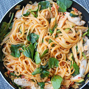 Chicken and Chorizo Harissa Linguine (+veggie alternative)
