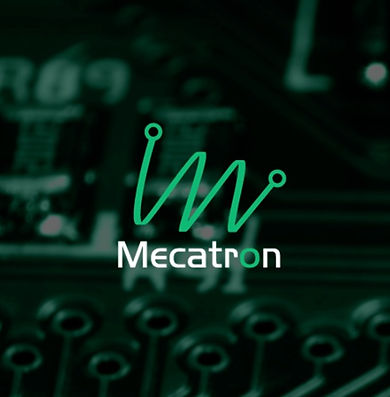 Fundo desfocado com logo da Mecatron no centro