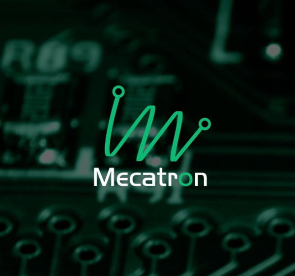 Fundo desfocado com logo da Mecatron no centro