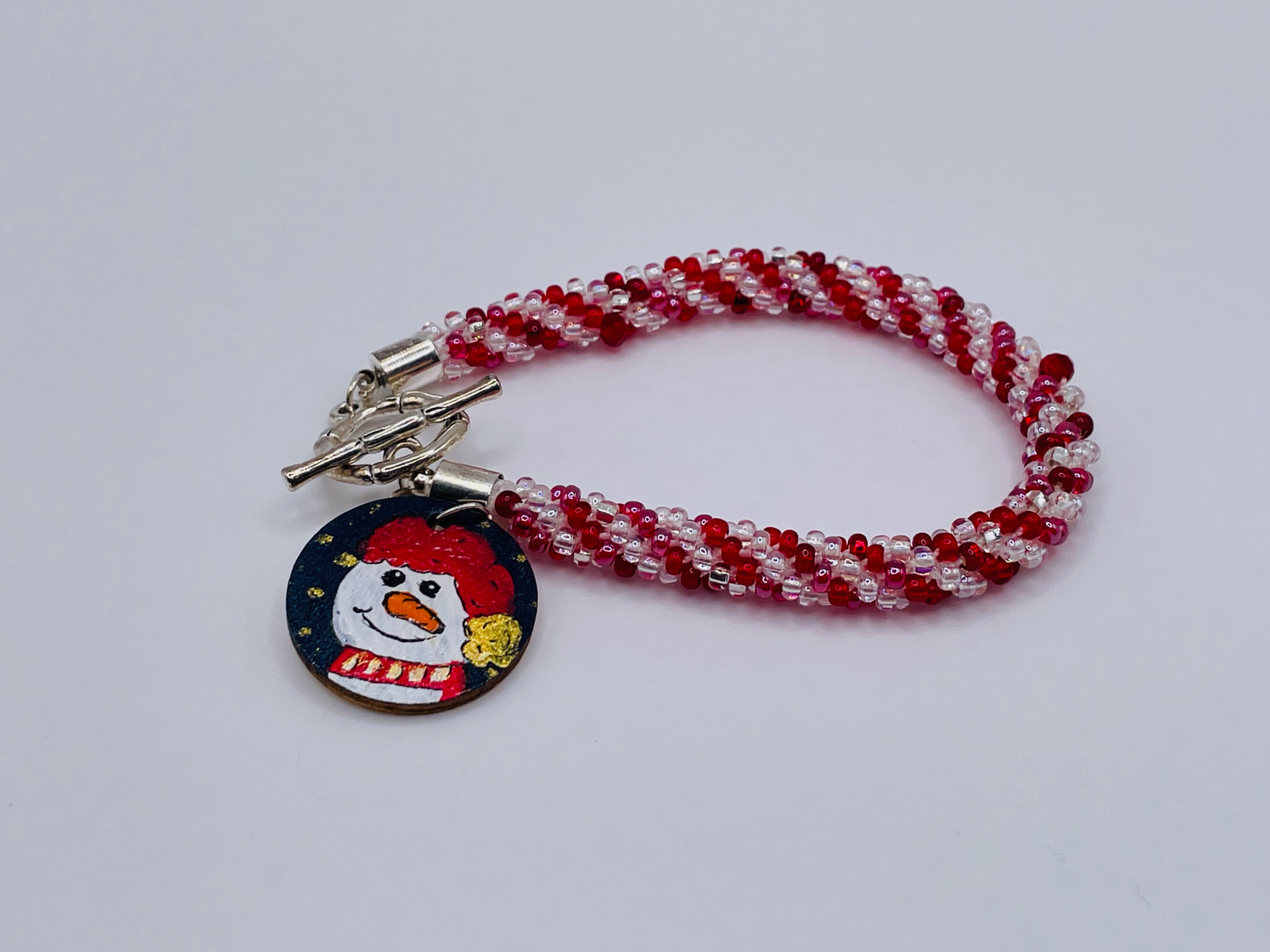 Candy Cane Kumihimo with Snowman