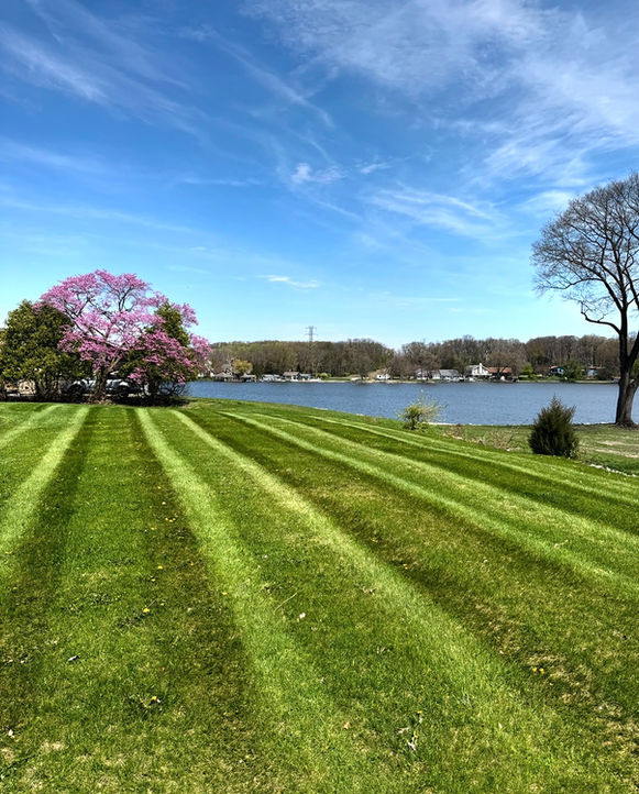 Residential weekly lawn mowing and precise lawn striping service in Lafayette, Indiana.