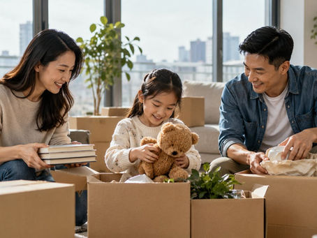家庭在新居整理物品(AI生成情景配图)