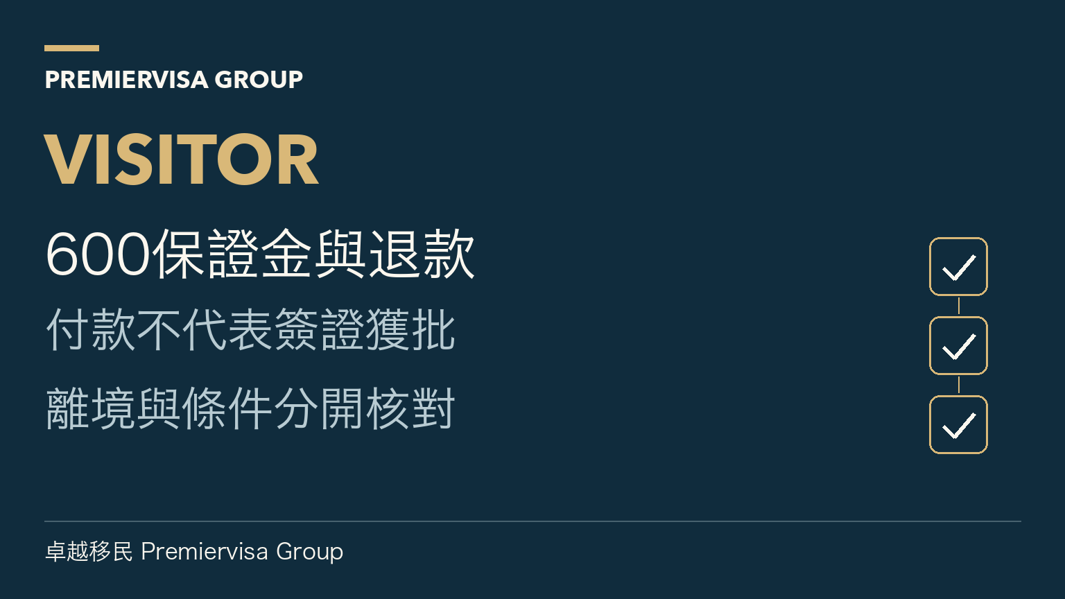 600保證金與退款;付款不代表簽證獲批;離境與條件分開核對