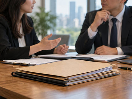 整理企業營運文件及申請紀錄的情境配圖