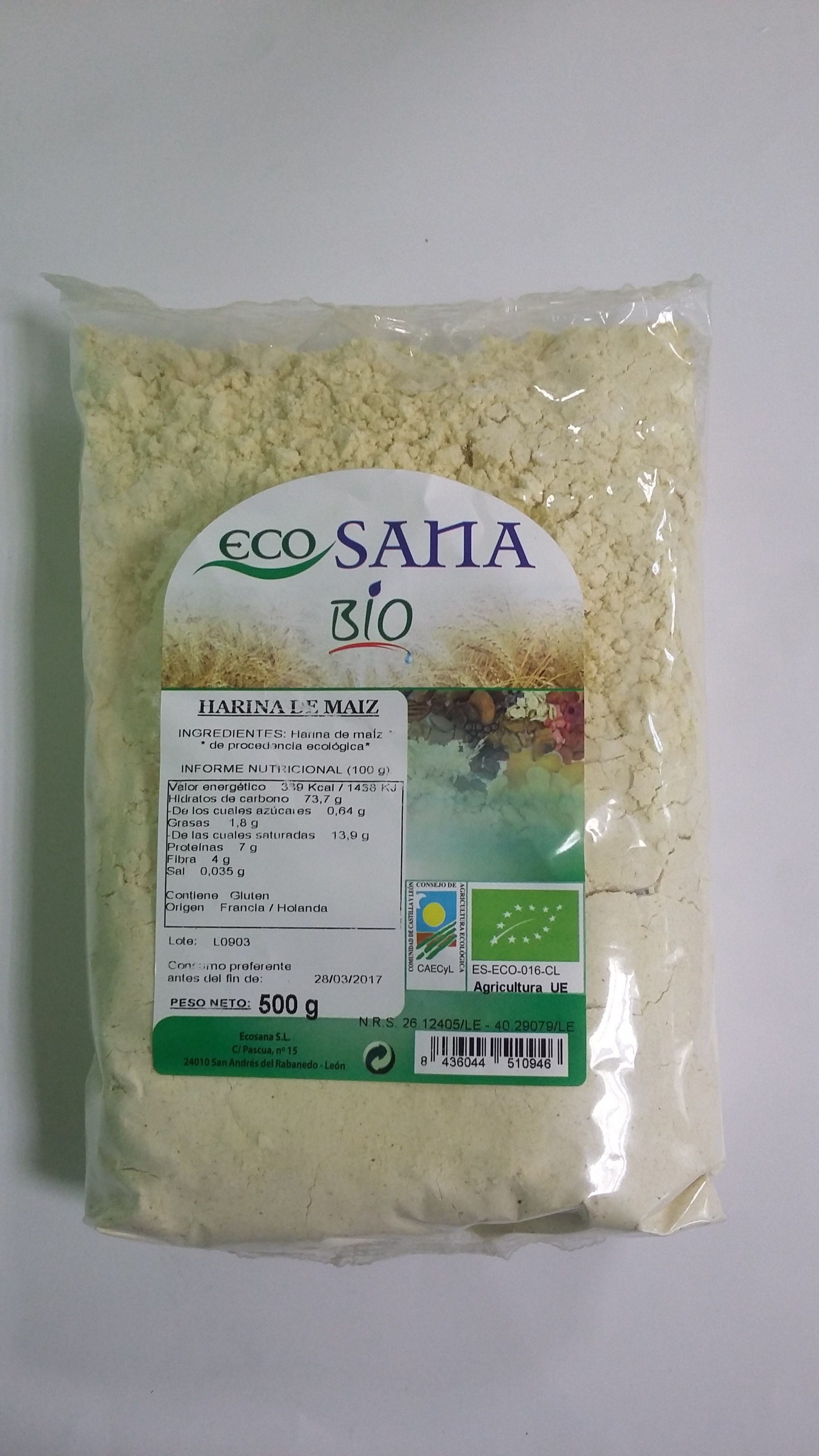 Harina de maiz ecológica Eco Sana 500 g