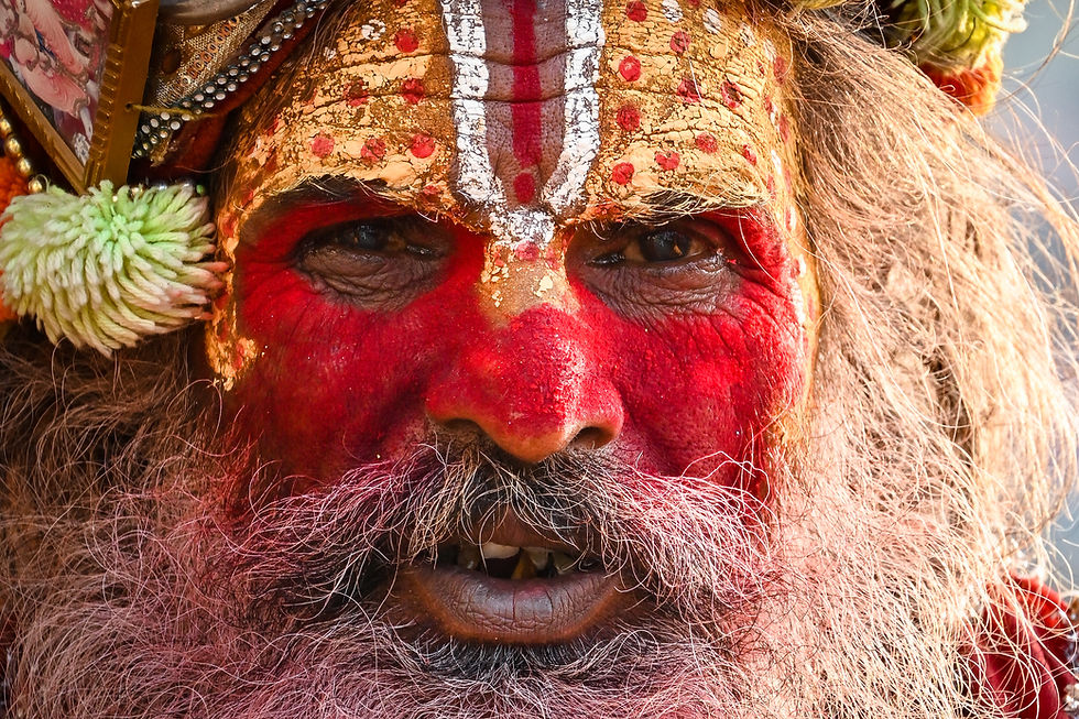 Portrait of a sadhu inside Pashupatinath temple in Kathmandu, Nepal