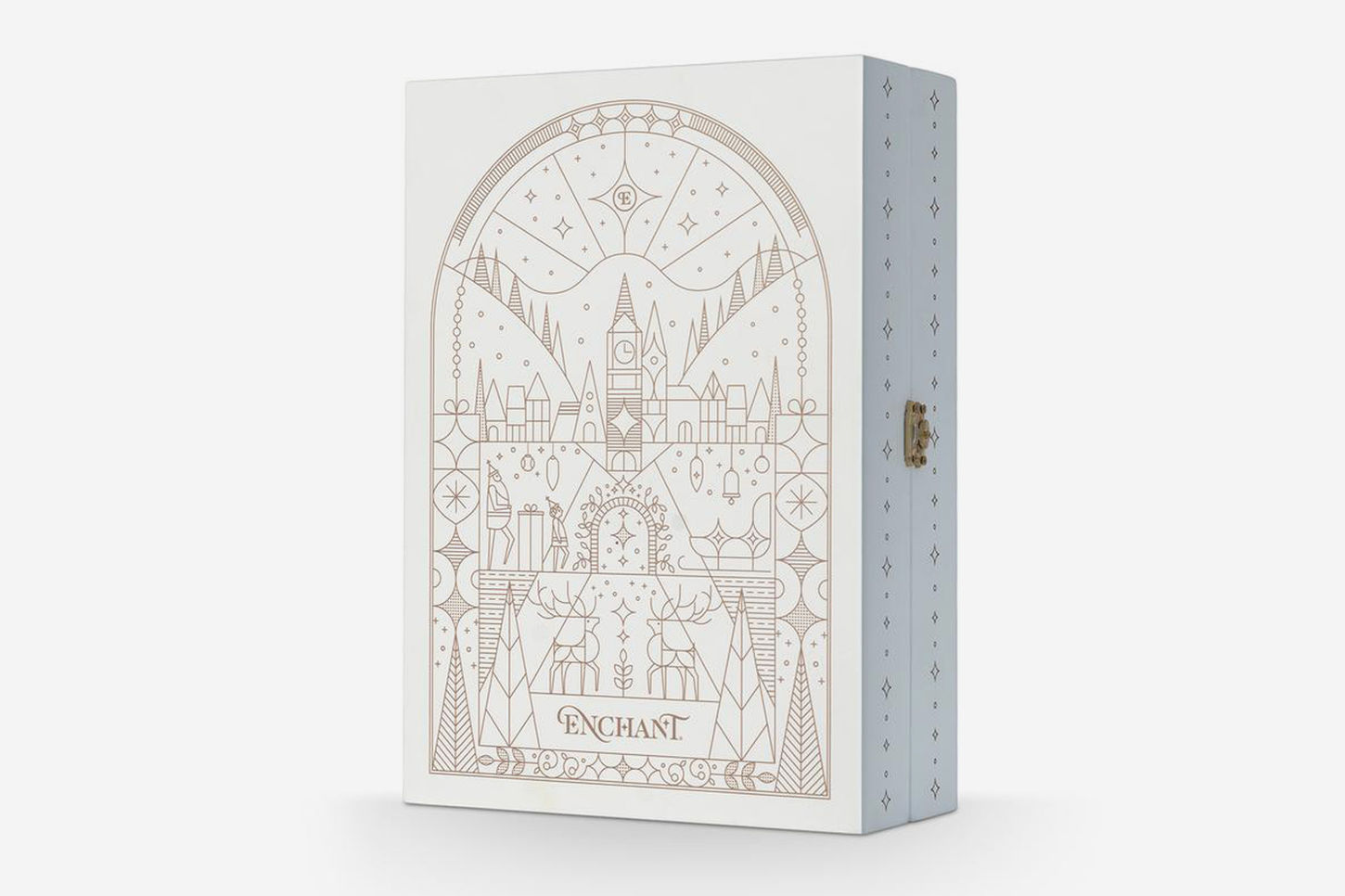 A white box  advent calendar with geometric monoline Christmas Illustration 