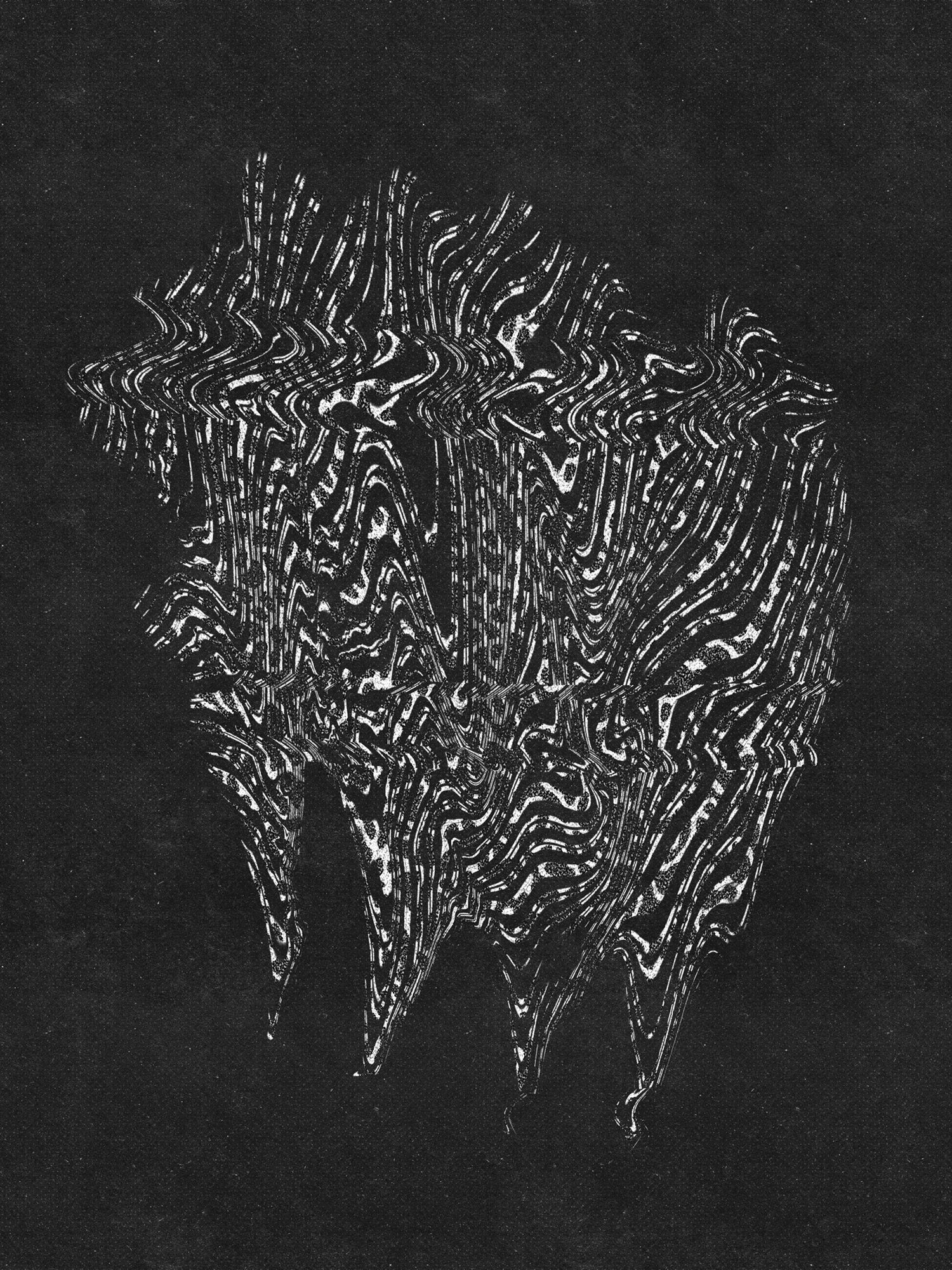 A minimal abstract retro nebula black and white art print. Inspired by early computer graphics created by scientists