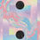 Thumbnail: A minimal pastel space science art print, with marbling, black hole sun and moon with retro vintage texture