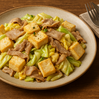 豆腐と豚肉のヘルシーチャンプルー風