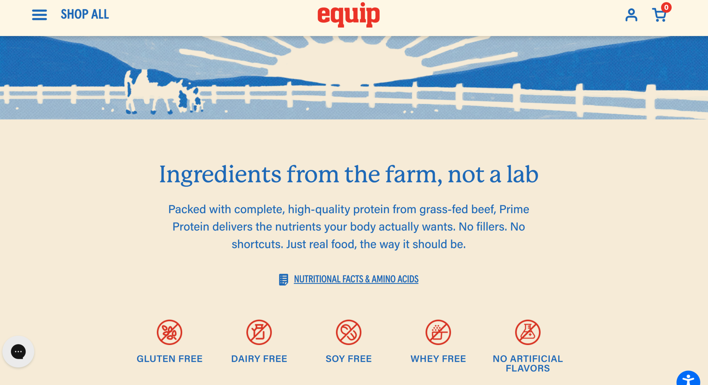 Equip Food Prime Protein Website