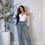 Thumbnail: Albidalove Fashion Sparkling Rhinestone Washed Wide Leg Jeans