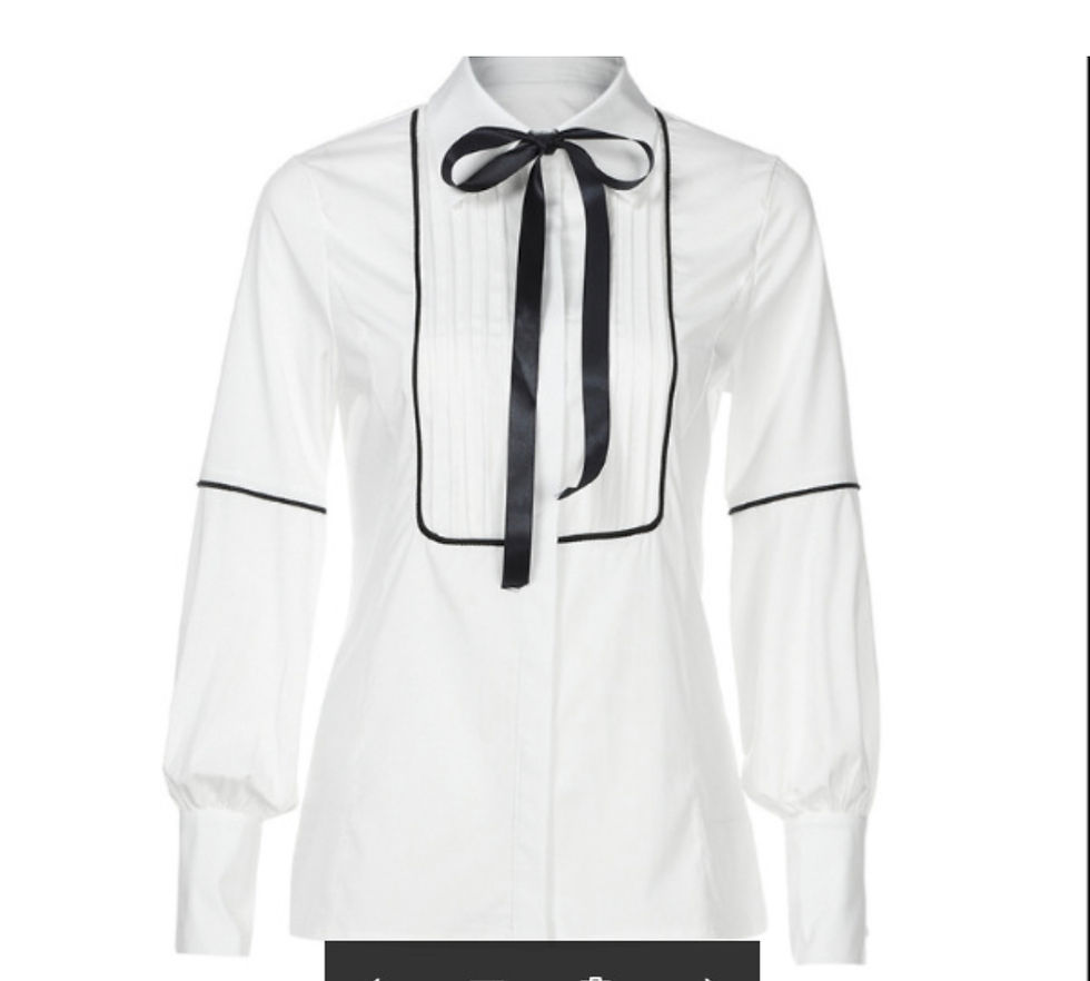 Thumbnail: Albidalove Puff Sleeve Drawstring Front Dress Shirt