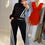 Thumbnail: Albidalove Denimoi Color Block Wide Leg Jeans Set