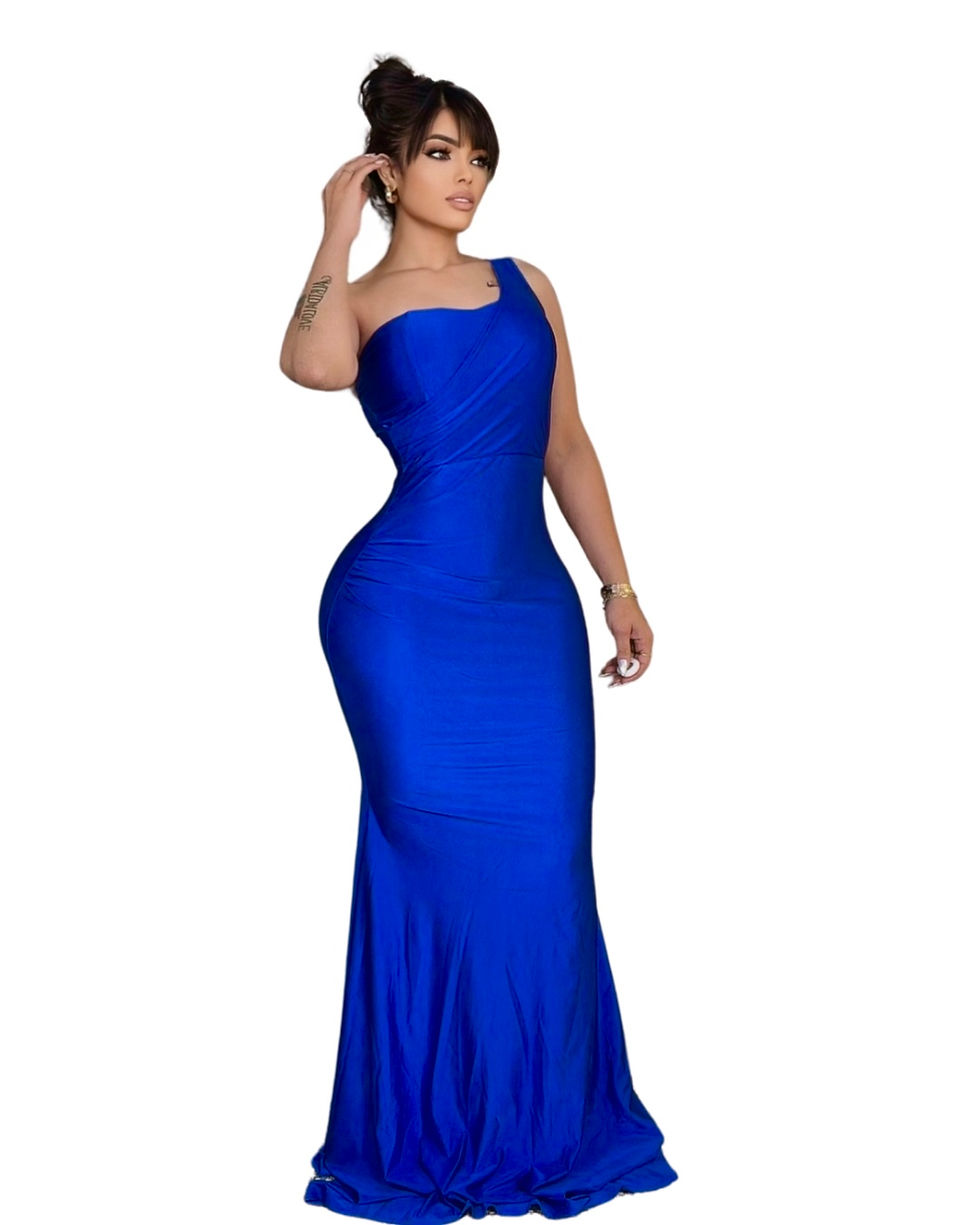Thumbnail: Albidalove Elegant Wedding Guest Formal Evening Dress One Shoulder Sleeveles