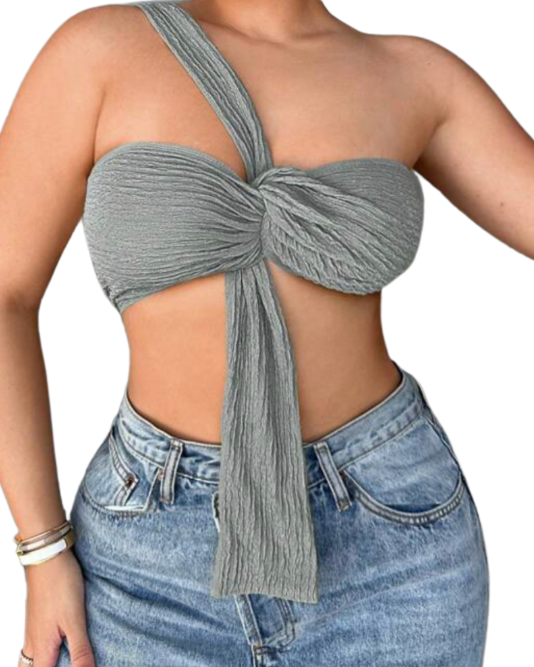 Albidalove One Shoulder Twist Front Top