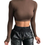 Thumbnail: Albidalove Turtleneck Sexy Casual Long Sleeve Crop Top
