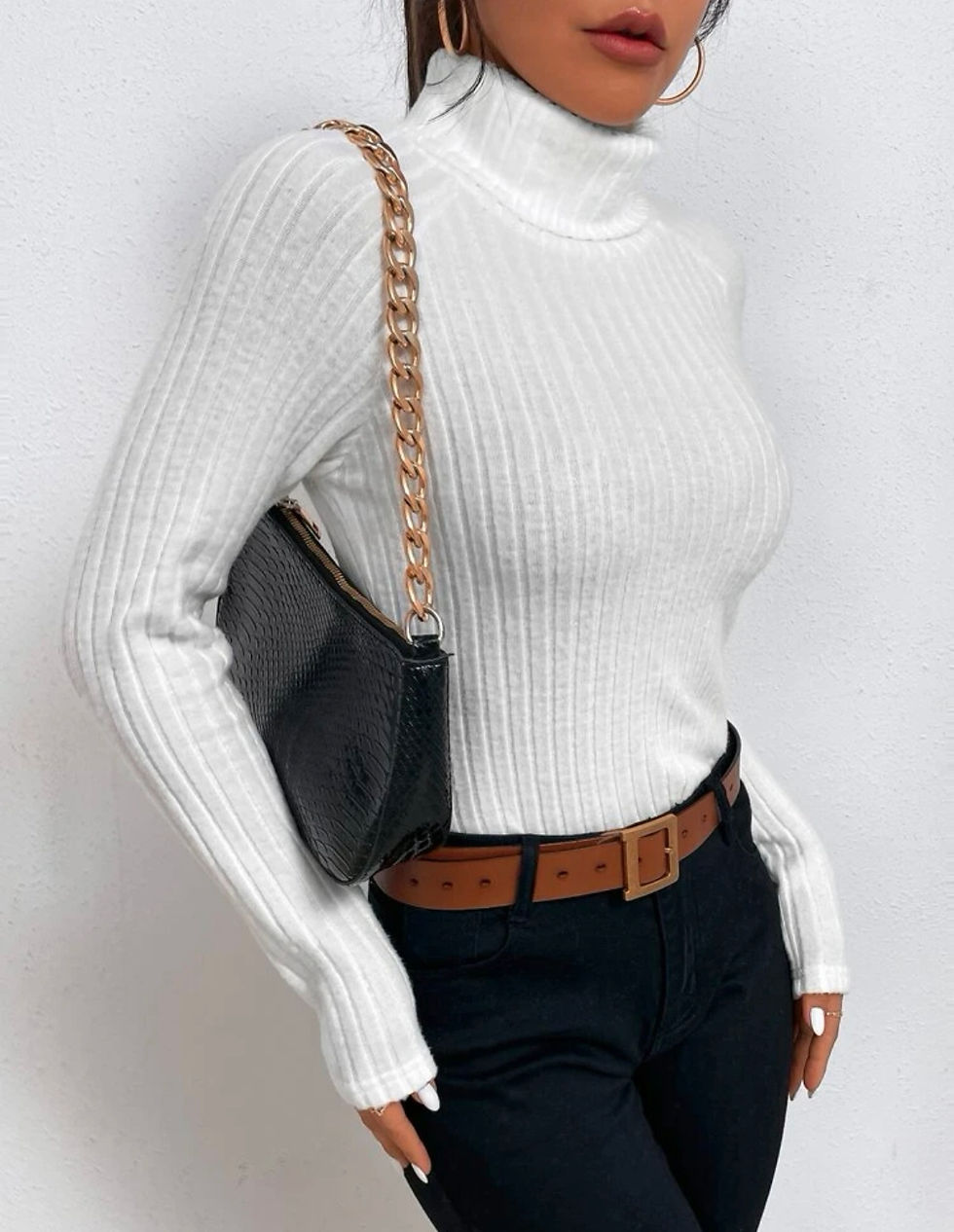 Thumbnail: Albidalove Ribbed raglan sleeve turtleneck t-shirt