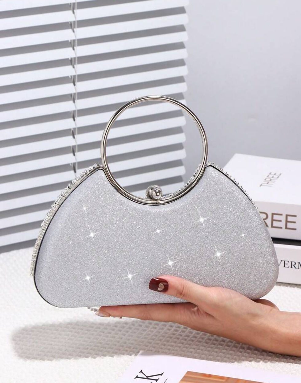 Thumbnail: Albidalove Women's Evening Bag, Shiny Diamond & Tassel Design With High-Quality