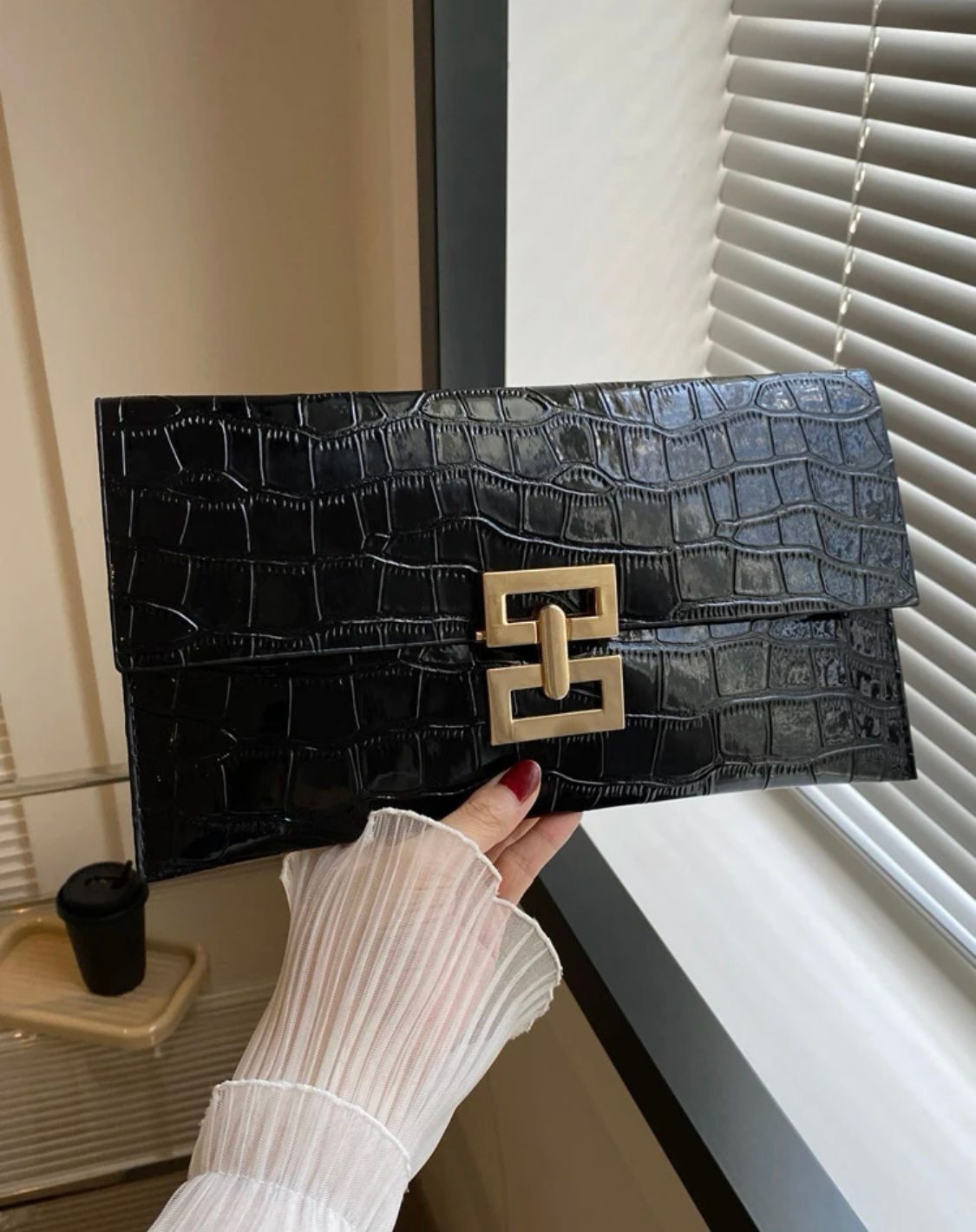 Albidalove Women's Crocodile Pattern Fashion Clutch Bag