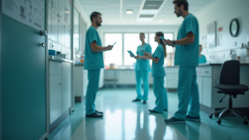 Plano detalle de equipo médico especializado en otorrinolaringología en una clínica local