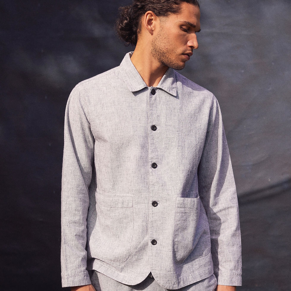 Thumbnail: Long sleeve Hollis shirt | Grey pin dot