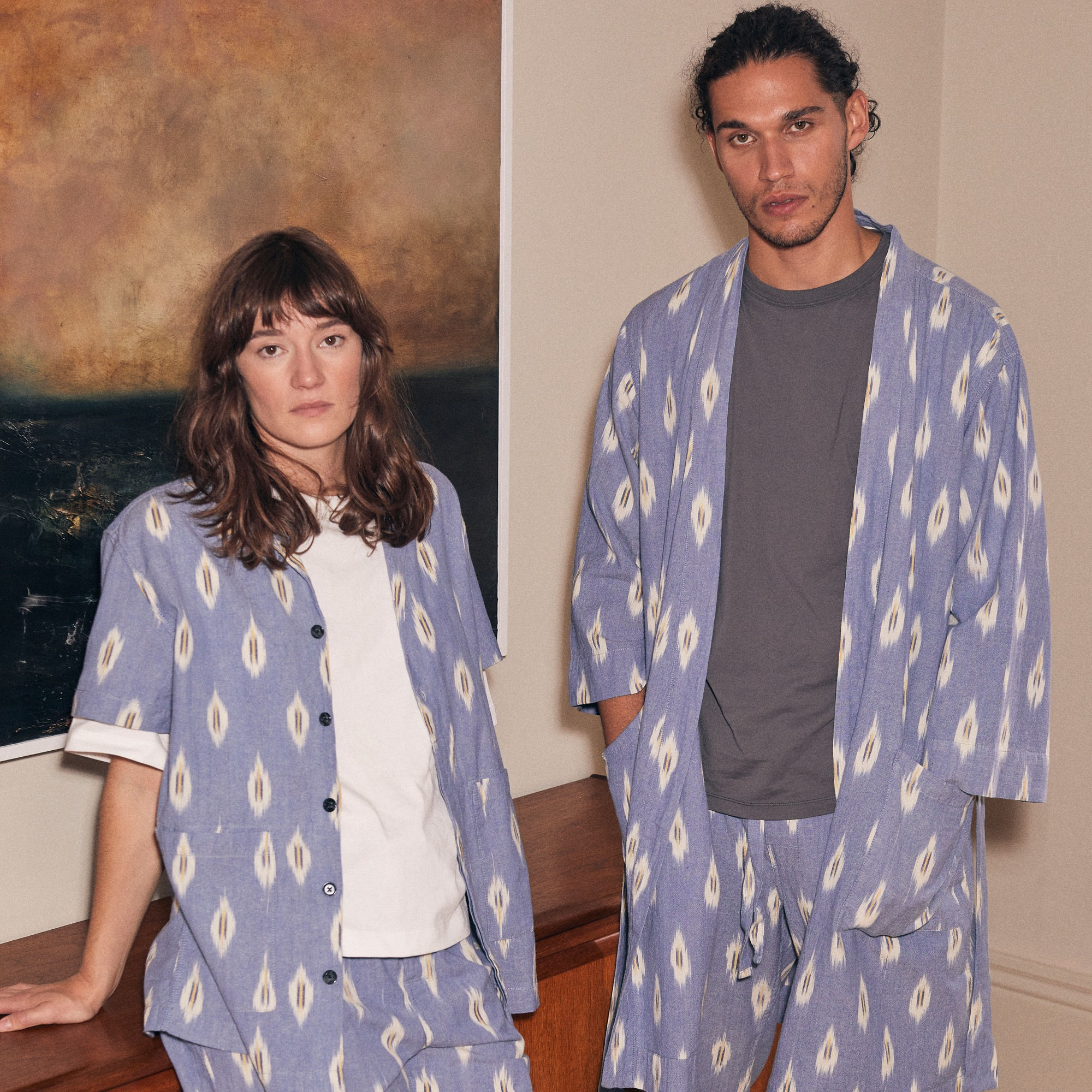 Tokyo robe | Blue ikat