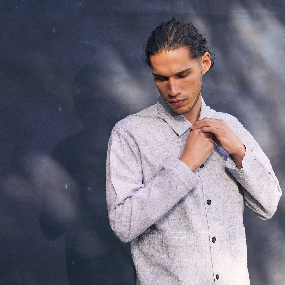 Thumbnail: Long sleeve Hollis shirt | Grey pin dot
