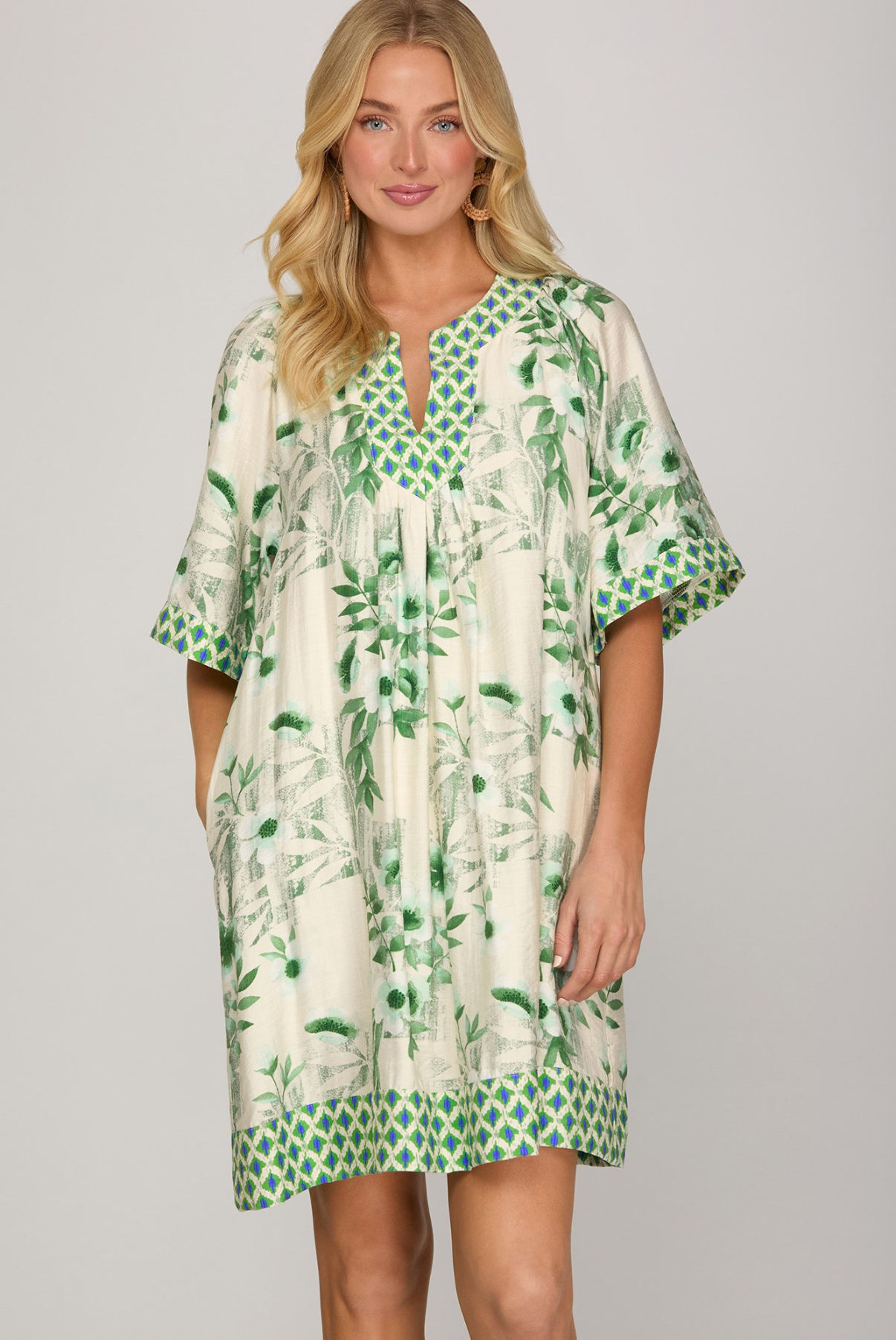 She & Sky Green Floral Dress