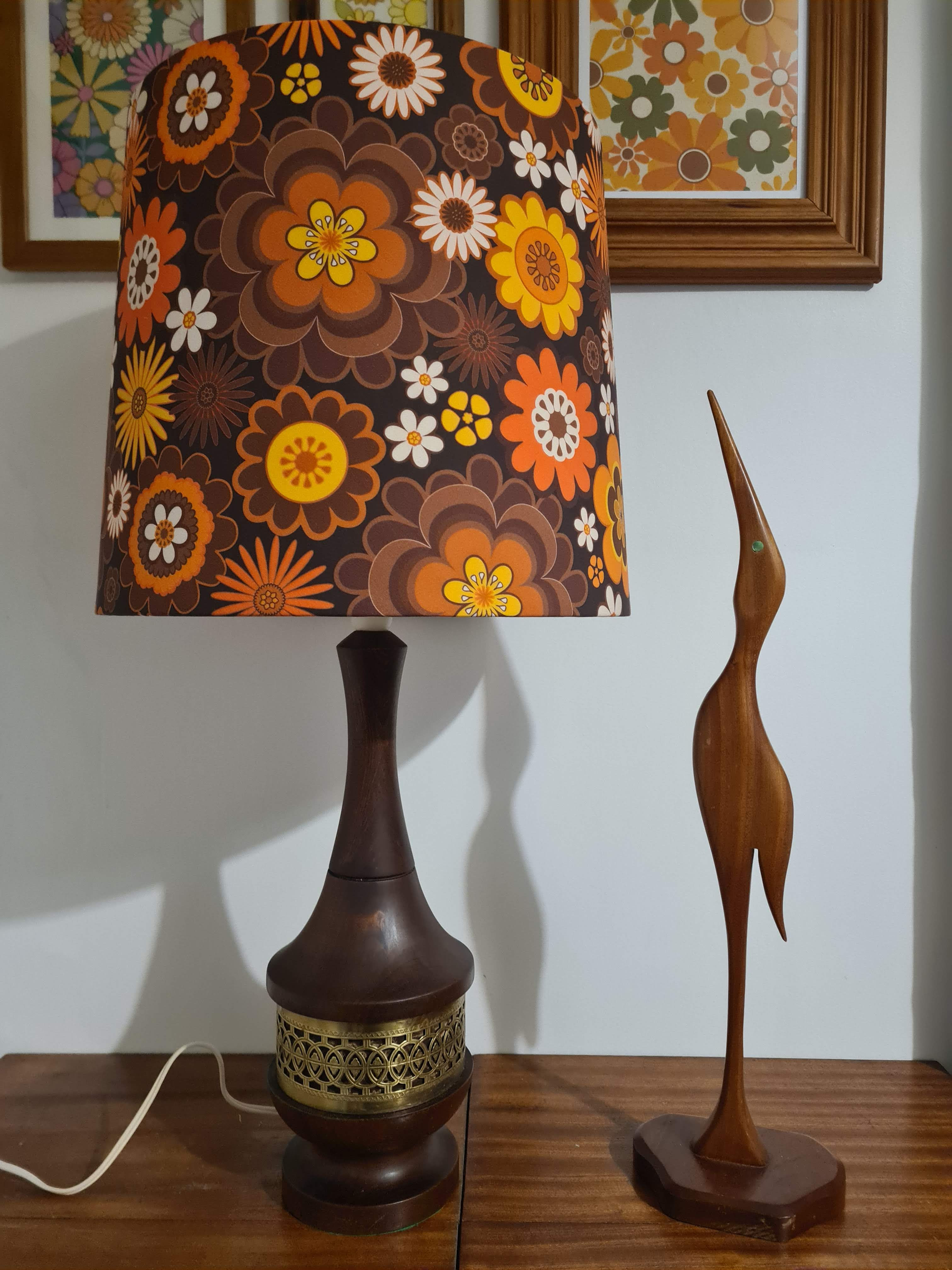 Teak and Brass Vintage Lamp
