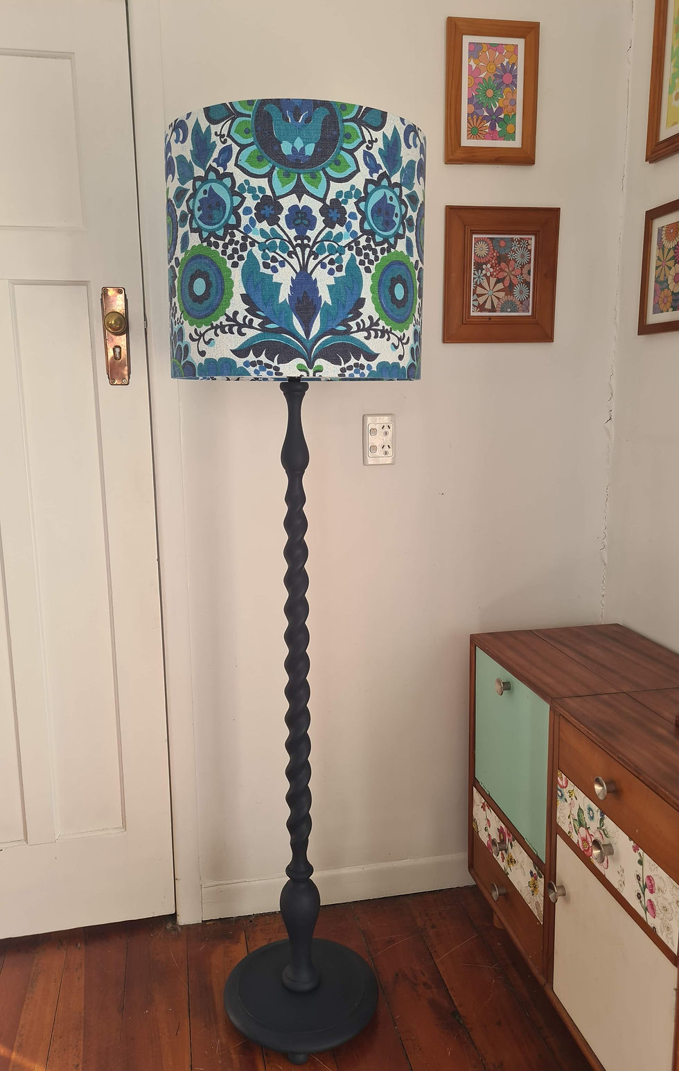 Blue Barley Twist Standard Lamp