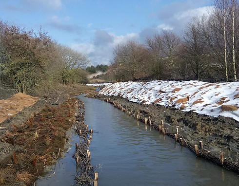 River restoration and river bank stabilisation using coir matting to reduce erosion and create nature habitat