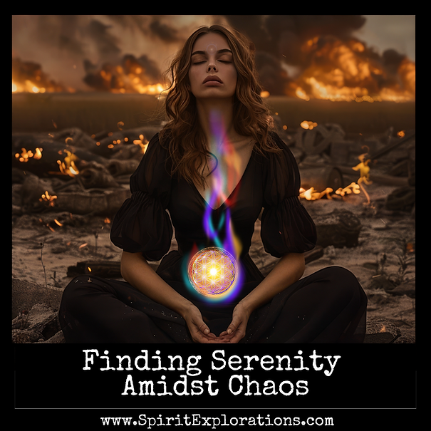 woman meditating amongst chaos