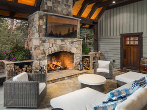 25 Cozy Covered Patios & Porches With Fire Features