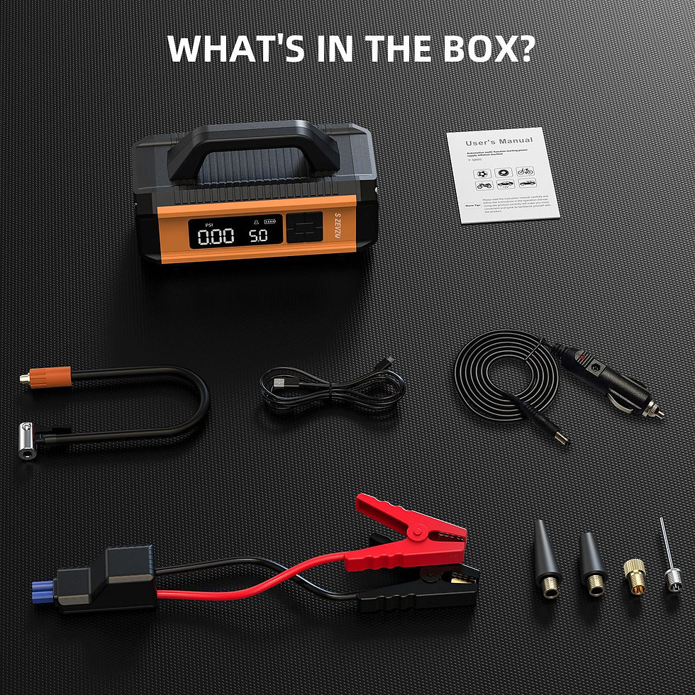Thumbnail: Versatile Car Jump Starter & Inflator: 2-in-1 Battery Charger for Emergencies
