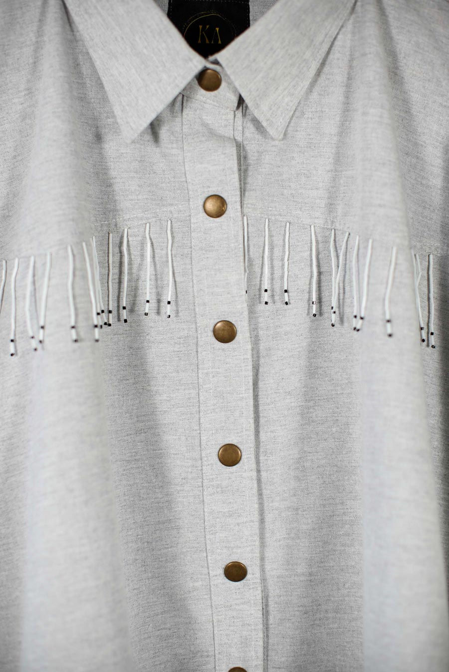 Thumbnail: Gray color linen shirt with snaps and canutillos