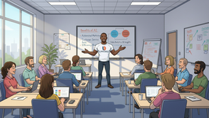 Dimitri is teaching a class on AI and its benefits for their business.